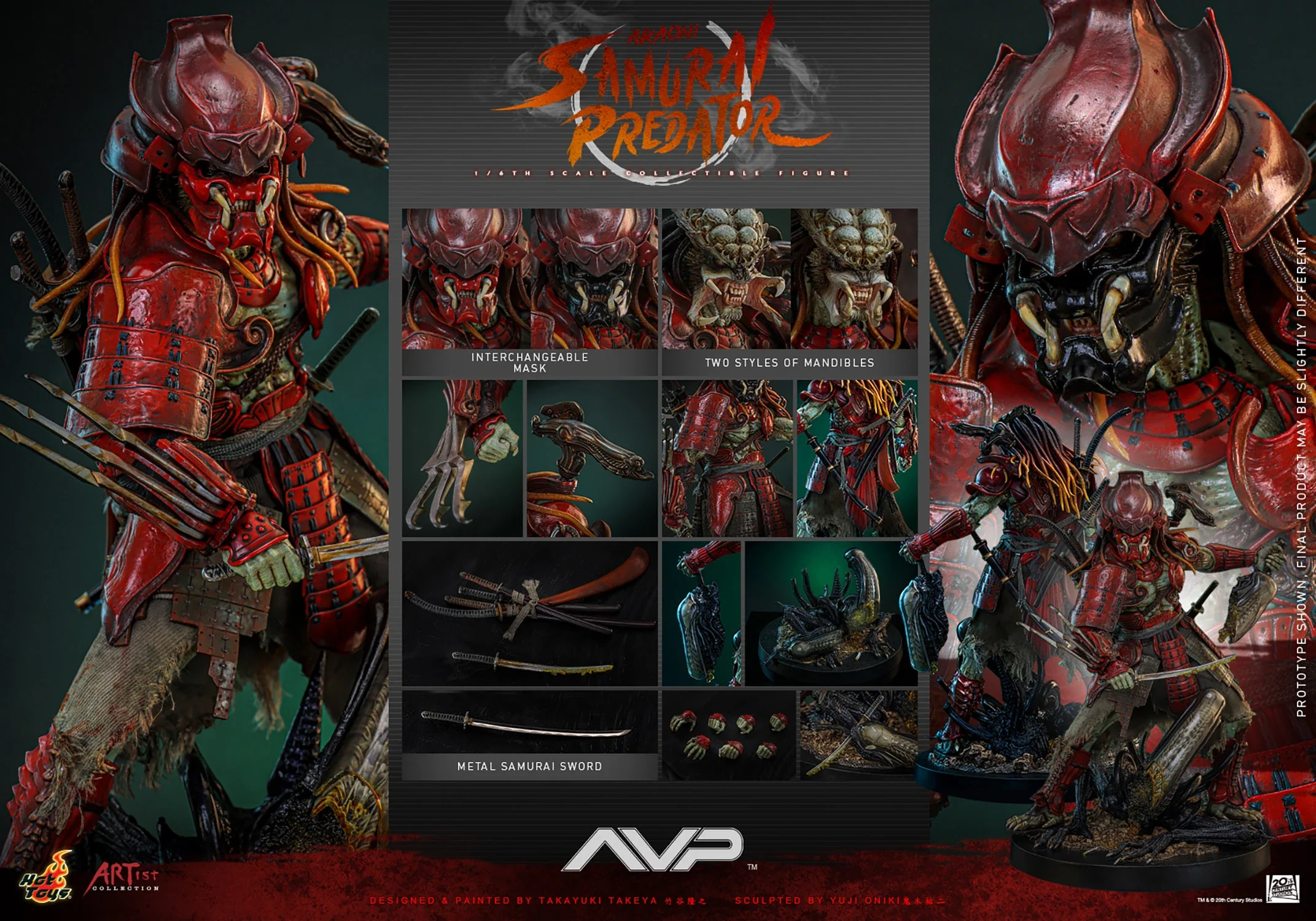 Hot Toys AVP Akaoni Samurai Predator 1/6 Scale Collectible Figure IMPORT STOCK - Image 4