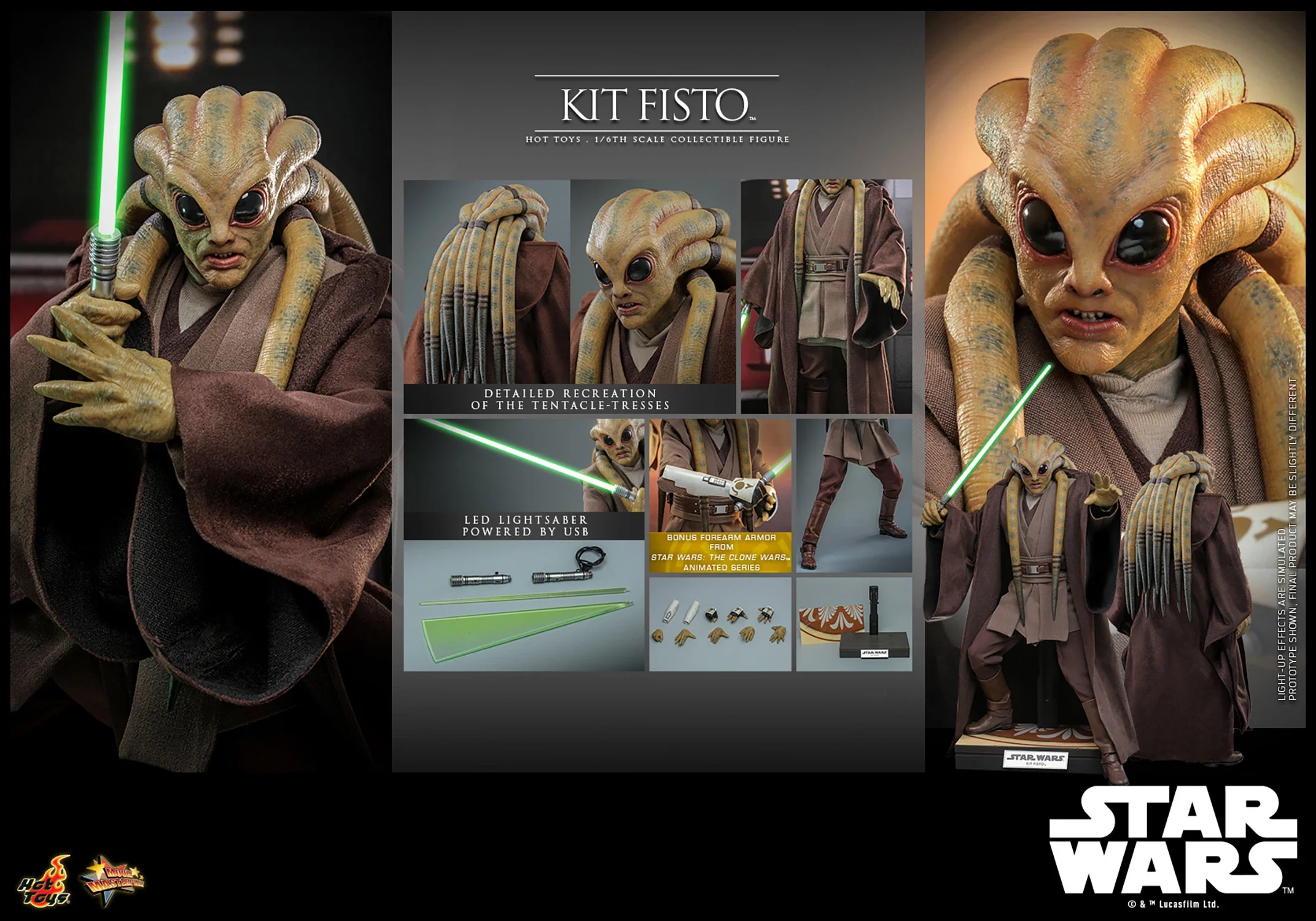 Hot Toys Star Wars Kit Fisto 1/6 Scale Collectible Figure IMPORT STOCK - Image 4