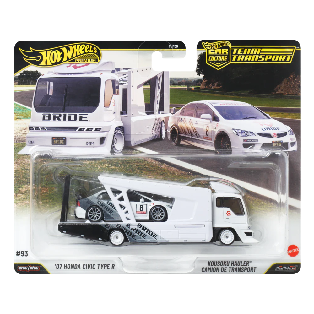 Hot Wheels Premium Car Culture Team Transport '07 Honda Civic Type R & Kousoku Hauler Camion De Transport
