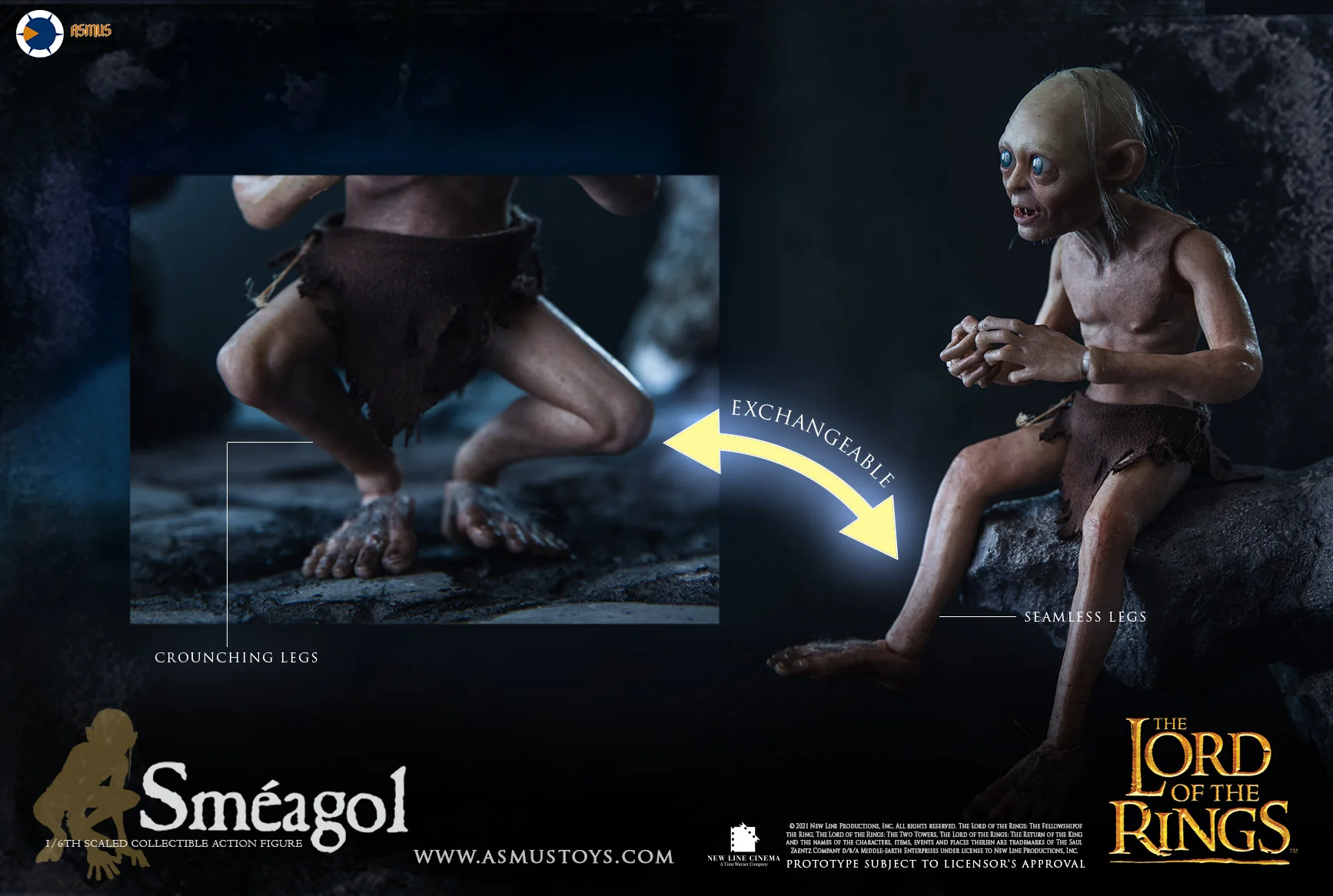 Asmus Toys Lord of the Rings Gollum Luxury Edition 1/6 Collectible Figure Set - Image 4