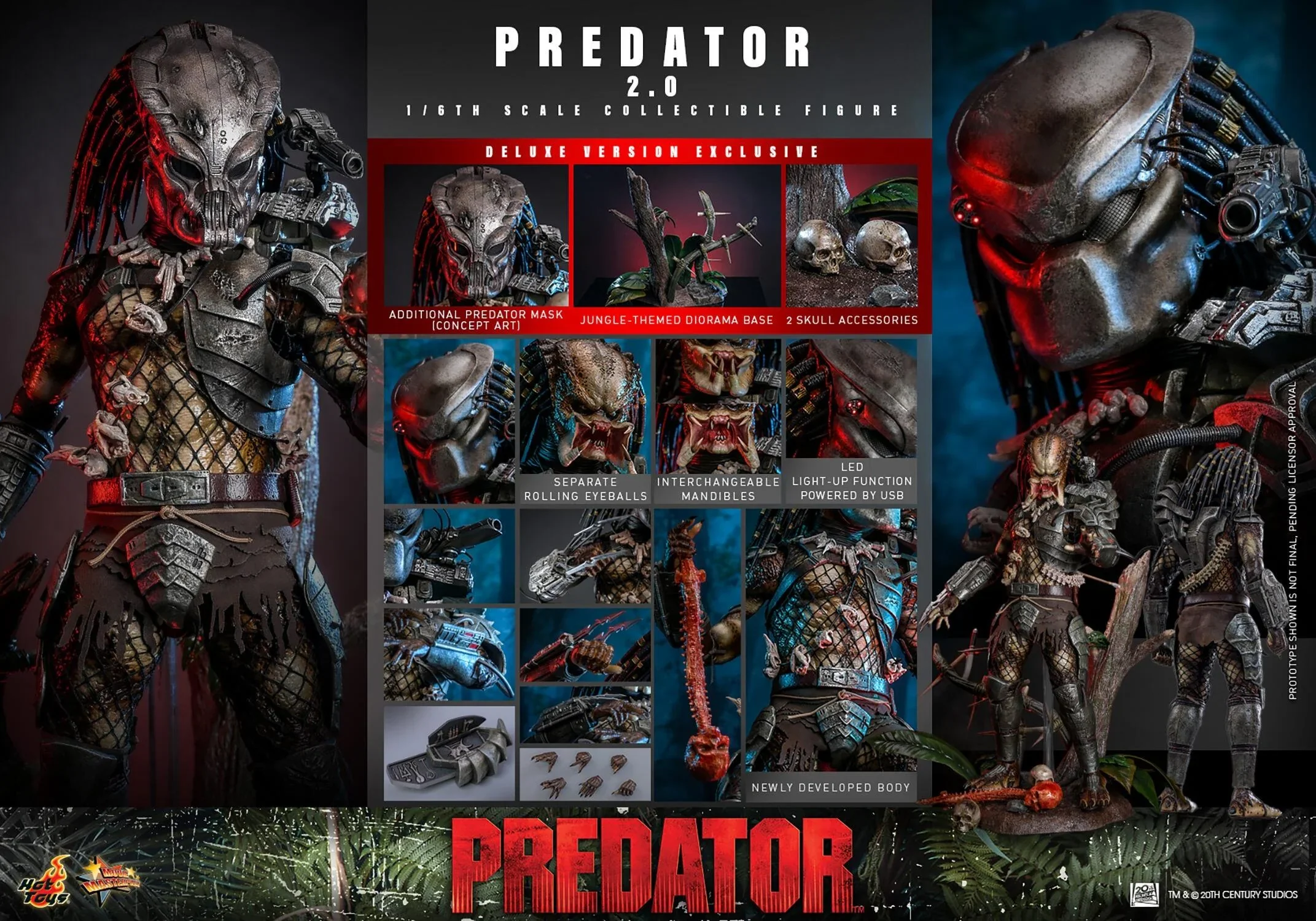 PRE-ORDER Hot Toys Predator 2.0 Deluxe Version 1/6 Scale Collectible Figure - Image 5