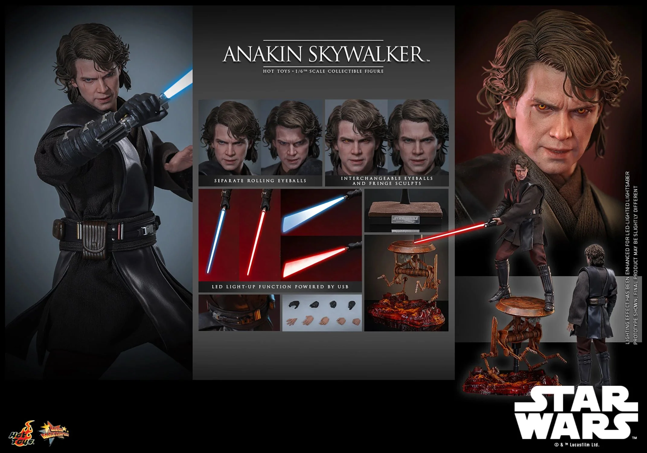 PRE-ORDER Hot Toys Star Wars Revenge of the Sith Anakin Skywalker MMS839 1/6 Scale Collectible Figure IMPORT STOCK - Image 5