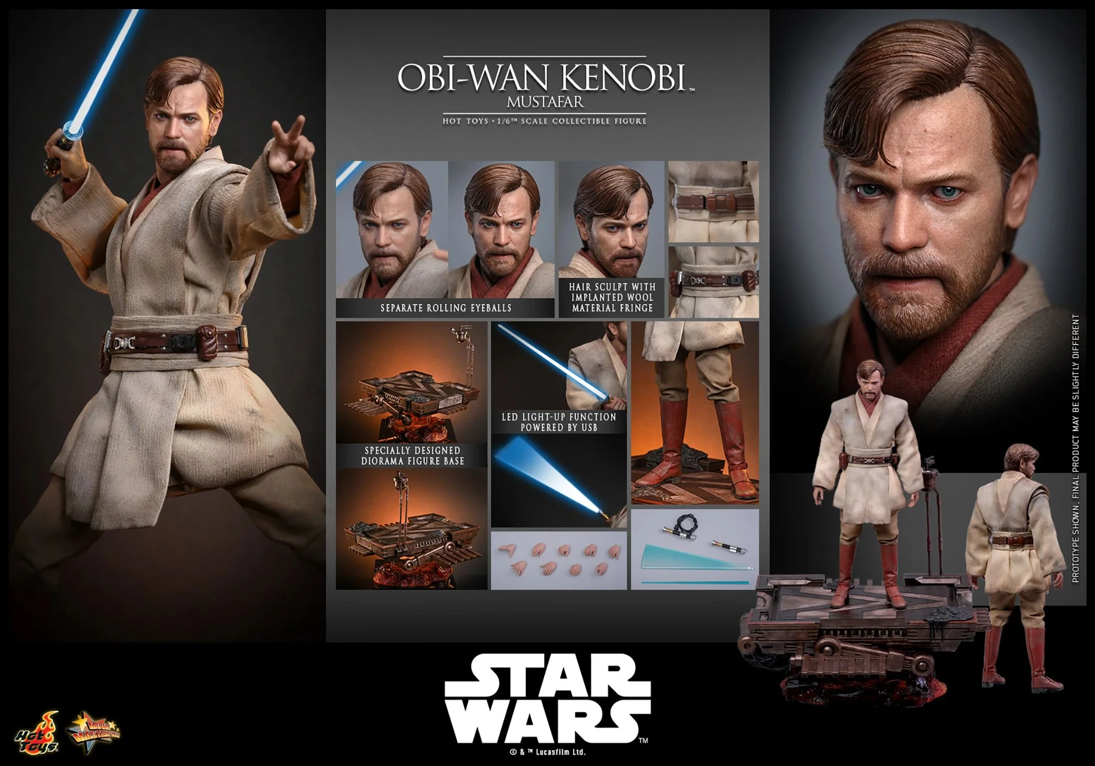 PRE-ORDER Hot Toys Star Wars Revenge of the Sith Obi Wan Kenobi (Mustafar) 1/6 Scale Collectible Figure IMPORT STOCK - Image 5