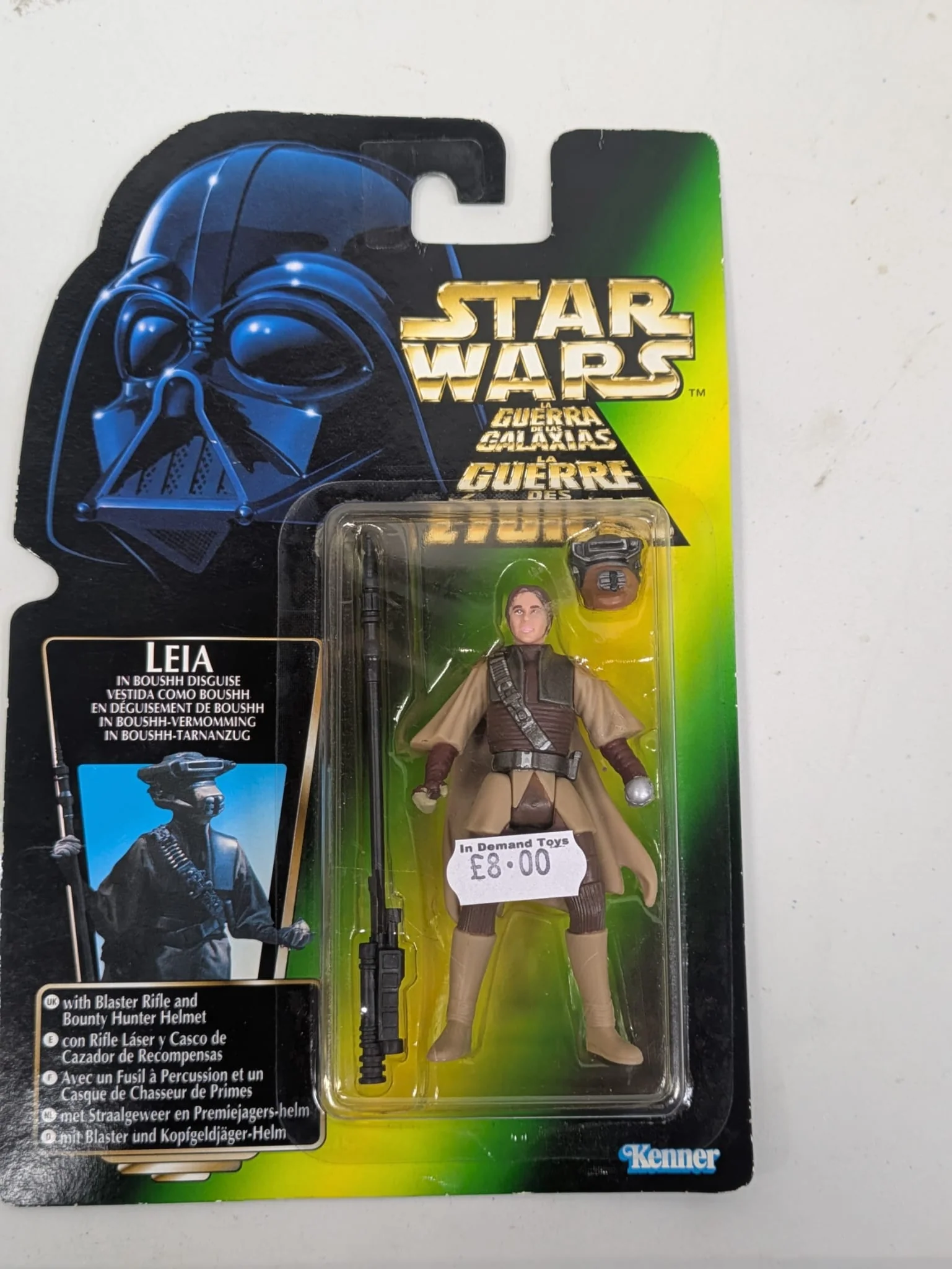 Star Wars The Power Of The Force International Leia in Boushh Disguise with Blaster Rifle and Bounty Hunter Helmet (B)