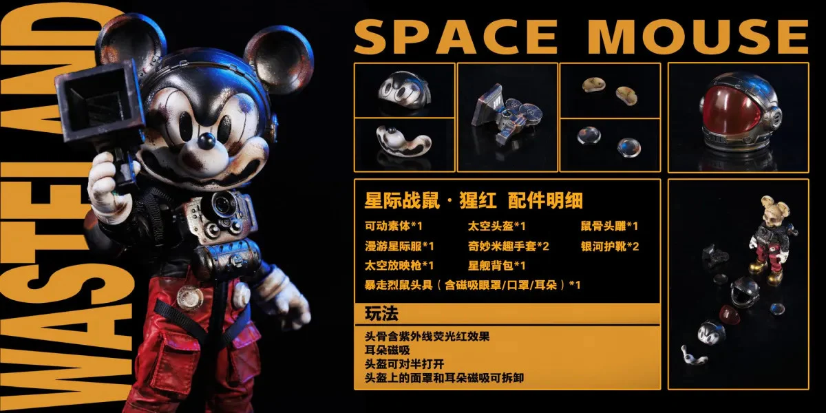 WEARTDOING Wasteland Space Fighter Space Mouse (Red) 1/12 Scale Action Figure + Bonus Canvas Print - Image 2